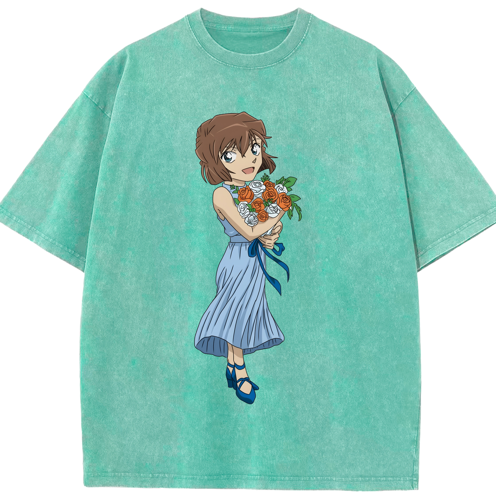 （画像用） 名探偵コナン 灰原 哀 はいばら あい Detective Conan Anita Hailey、Vi Graythorn Haibara Ai 綿100% ヴィンテージ風 半袖Tシャツ（フロントプリント）